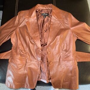 Colleen Lopez Tan Leather Blazer
